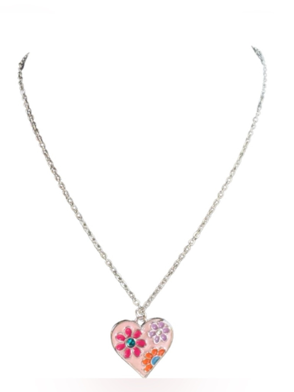 Heart With Flowers Necklace